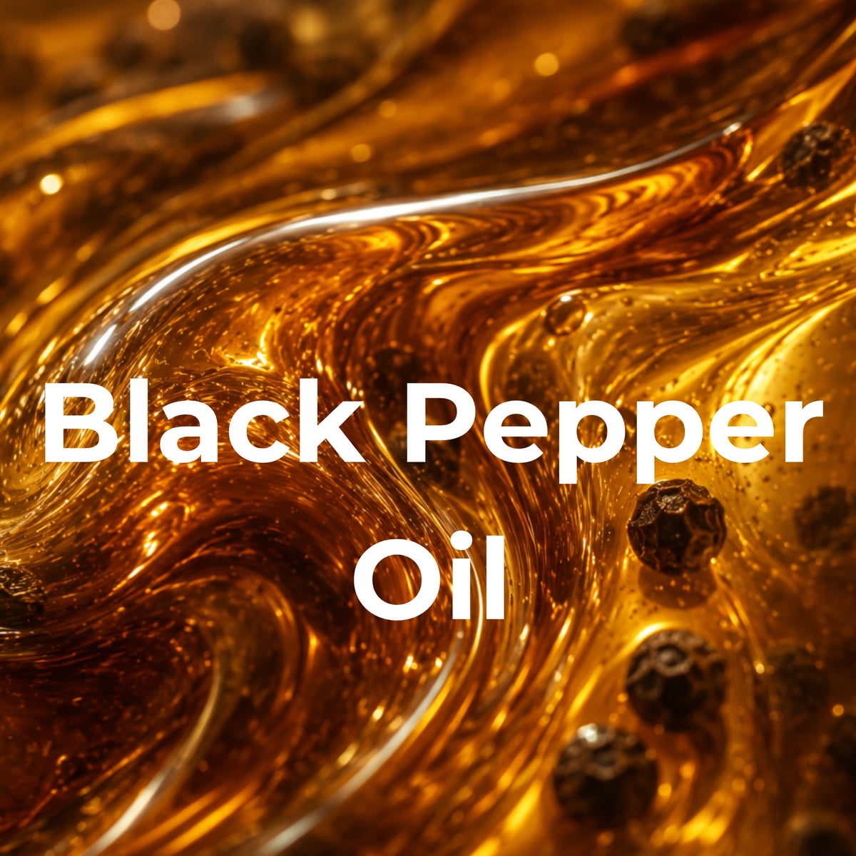 Black Pepper Oil – ätherisches Öl aus schwarzem Pfeffer, Flasche mit Pfefferkörnern