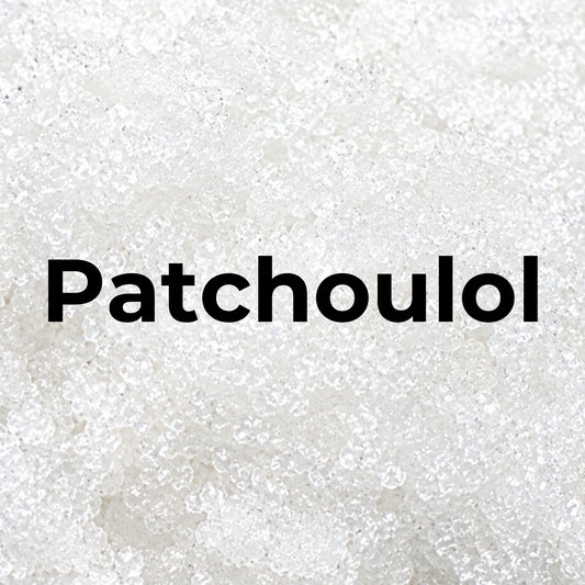 Patchoulol – geruchsbestimmende Hauptkomponente des Patchuliöls, Flasche mit Rohstoff