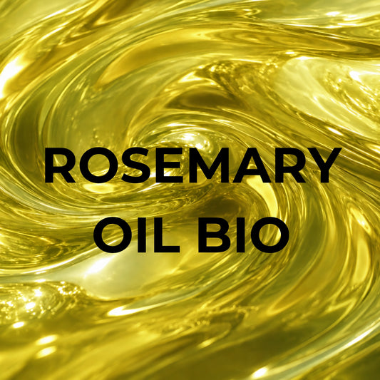 Rosemary Oil Bio – biologisches ätherisches Rosmarinöl, Flasche mit Rosmarinzweig